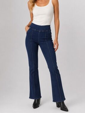 Dear John Mindy Pull On Flare Denim Pants Dark Wash Stretch Women's Large